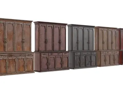 Wooden Cabinet Low-poly 3D model