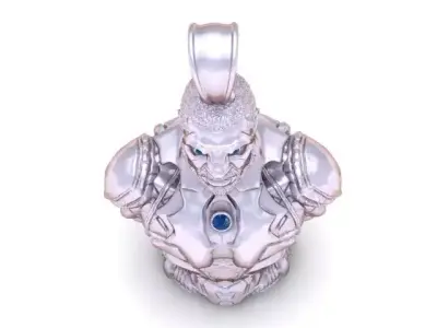Futuristic Warrior Bust Pendant 3D Printable Model 3D print model