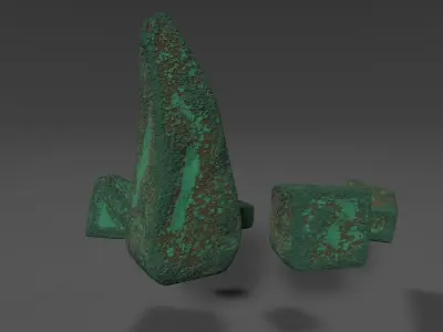 runned mossy stones Low-poly 3D model