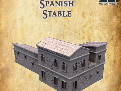 Colonial Spanish Stable Tabletop Terrain 28 MM 3D print model