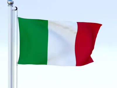 Animated Italy Flag Low-poly 3D model