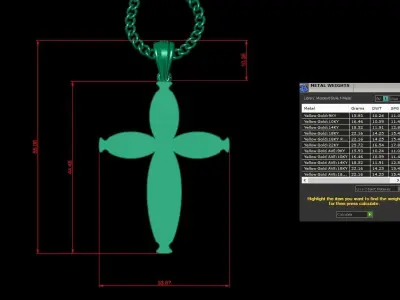 Light Gold 18K Cross Pendant 1CP084 3D print model