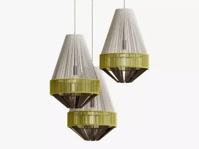 Handcrafted Yarn Cone Pendant  Textile Wrapped Light Fixture 3D model