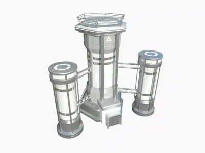 SciFi Facility A02 White Gray - Sci Fi Exterior Design Low-poly 3D model