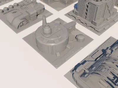 Sci Fi Buildings 3D model