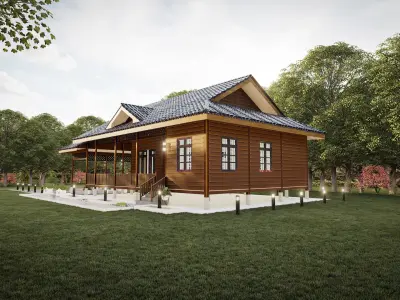 Timber house of Malaysia and Indonesia 3D model