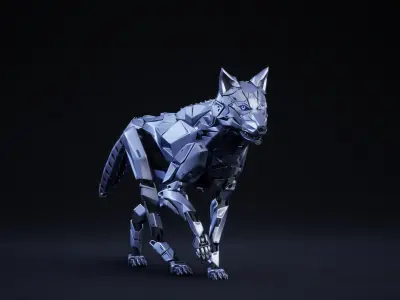 Robot Wolf Low-poly 3D model