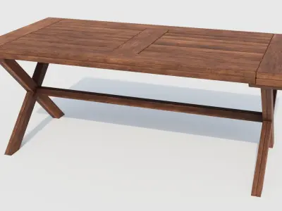 Lowpoly Dining Table and Bench Free low-poly 3D model
