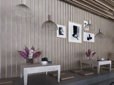 Cafe shop interior  Low-poly 3D model