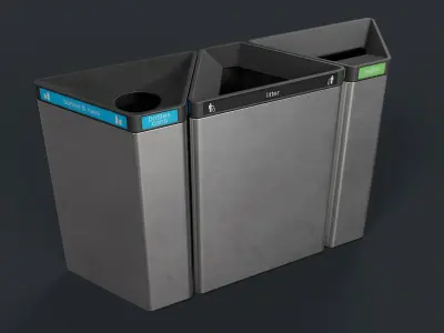 Street Trash Can 20 PBR Game Ready  Low-poly 3D model