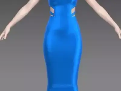 Dress fish skirt and heart neckline Low-poly 3D model