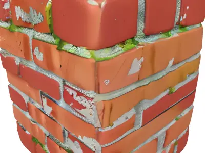 Aged Mossy Brick Cube Element Low-poly 3D model