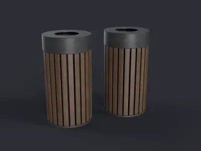 Street Trash Can 42 PBR Game Ready Low-poly 3D model