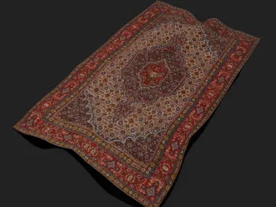 Medieval Style Flower Tapestry and Persian Red Tapestry 3D Model Pack