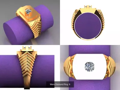 Mens Diamond Rings latest light weight  3D Model Pack