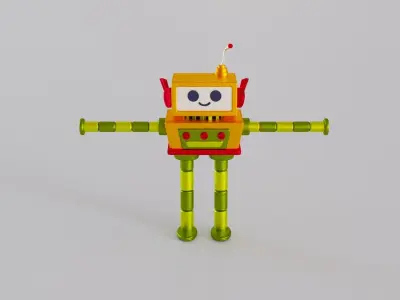 Two robots in cartoon style 3D model