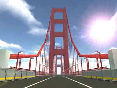 Lowpoly Cartoon City and Beach Low-poly 3D model