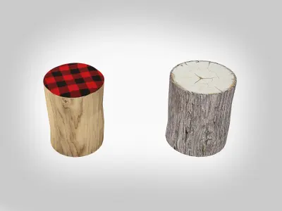 Wood Log Seating Low-poly 3D model