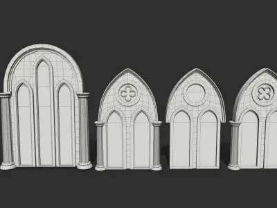 Gotic Window Set Low-poly 3D model