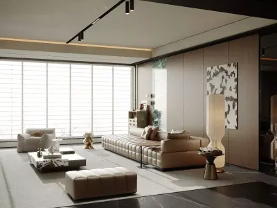 The Italian-style living and dining room 3D model