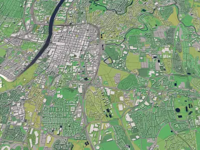 Glasgow Scotland UK 25x25km 3D City Map 3D model