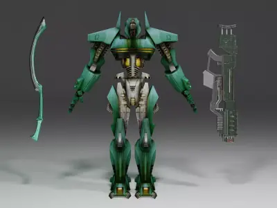 Low poly game-ready Unreal tenement game Rigged Egypt Robot Low-poly 3D model