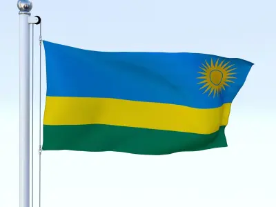 Animated Rwanda Flag Low-poly 3D model