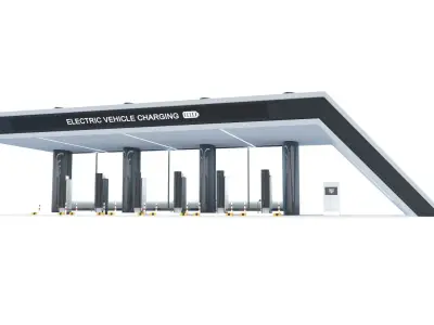 Electric Vehicle Charging Station 3D Model - PBR  8K Textures Low-poly 3D model