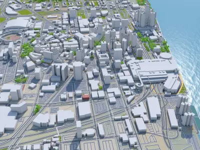 Detroit Downtown Michigan USA Low-poly 3D model