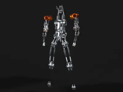 Cyborg Samurai Low-poly 3D model