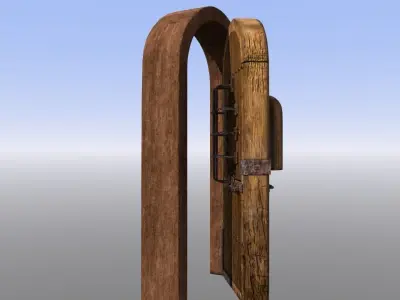 Dungeon Door castle or protected entryway Low-poly 3D model