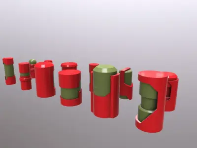 12 Sci-Fi Capsule Models Kit Low-poly 3D model