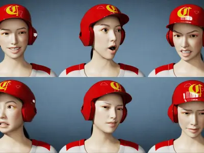 Original Baseball Player Softball player Female Athlete 3D model