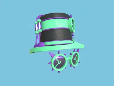 Steampunk Hat 09 Cartoon Purple - SciFi Character Design Low-poly 3D model