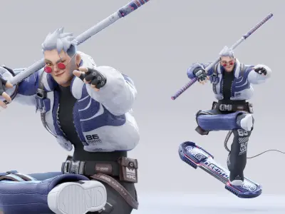 SUN WUKONG THE MONKEY KING - Cyberpunk Version Low-poly 3D model