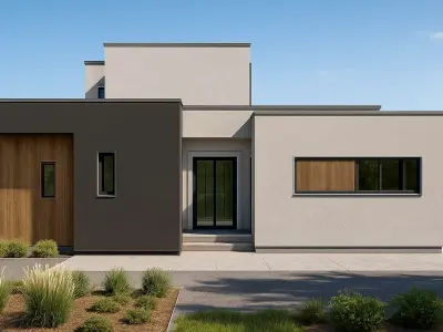 3D MODEL Modern Two-Story House with Upper Annex Low-poly 3D model