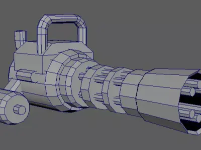 Minigun gun with light Low-poly 3D model