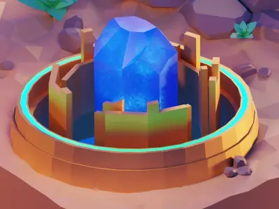 Low-poly desert crystal in Low-poly 3D model