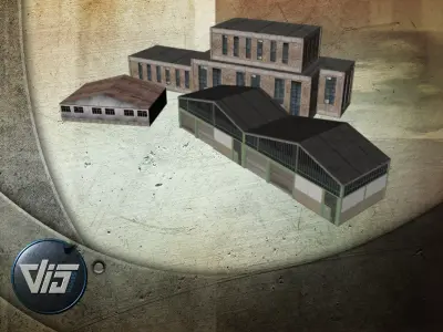 Industrial buildings collection Low-poly 3D model purchase