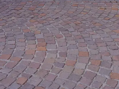 Cobblestones sidewalk high-poly 3D model