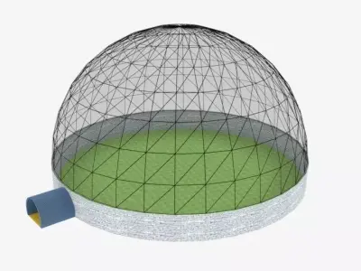 Bio-sphere dome with grass inside Low-poly 3D model