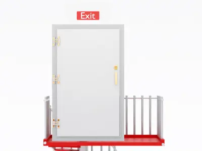 Fire Escape Staircase Rounded - 3D Model Low-poly 3D model