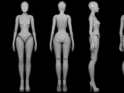 SCI - FI ROBOT WOMAN RIGGED BASIC EDITION 3D model