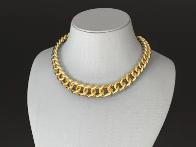 Oval Graduated Cuban Chain Necklace 3D print model