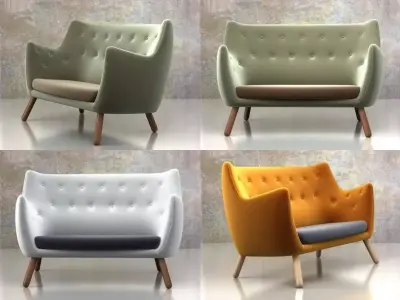 Poeten four different colored sofas 3D model