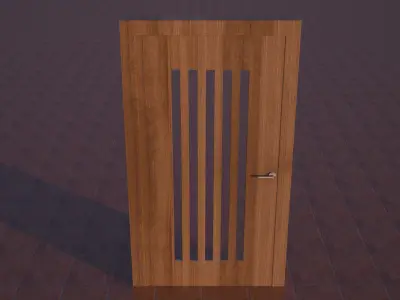 Wooden Door With Glass Stripes Low-poly 3D model