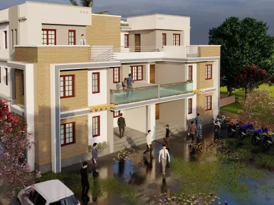 2 and half storey duplex home 3D model