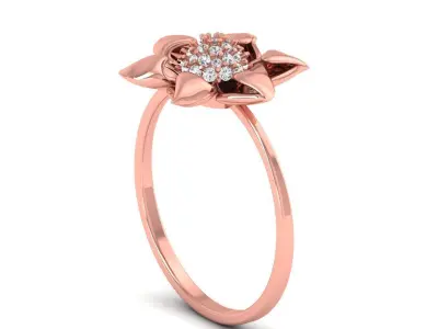 Solitaire Wedding Engagement Women Light Weight Flower Rings 3D print model