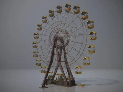 Old post-apocalypse Ferris wheel  np1 Low-poly 3D model