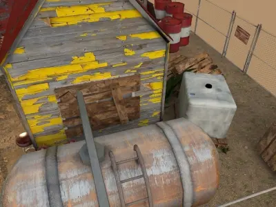 Old Gas Station Low Poly 3D model